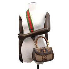 Load image into Gallery viewer, GUCCI Bamboo 1947 Jumbo GG Small Top Handle Bag Brown675797 Canvas Leather
