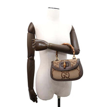 Load image into Gallery viewer, GUCCI Bamboo 1947 Jumbo GG Small Top Handle Bag Brown675797 Canvas Leather
