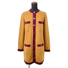 Load image into Gallery viewer, CHANEL COCO Button cardigan Size 36 Mustard/PurpleP71510 Cashmere100%
