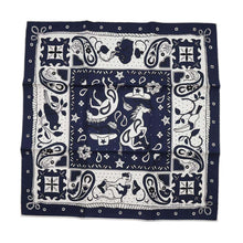 将图像加载到图库查看器中，HERMES Carré H Silk Bandana NIMAUX BANDANA Animal Bandana Size 55 Marine/Blue Encre/Black Silk100%
