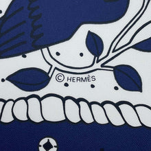 将图像加载到图库查看器中，HERMES Carré H Silk Bandana NIMAUX BANDANA Animal Bandana Size 55 Marine/Blue Encre/Black Silk100%
