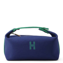 将图像加载到图库查看器中，HERMES Brid a Black Navy/Green Canvas Size PM
