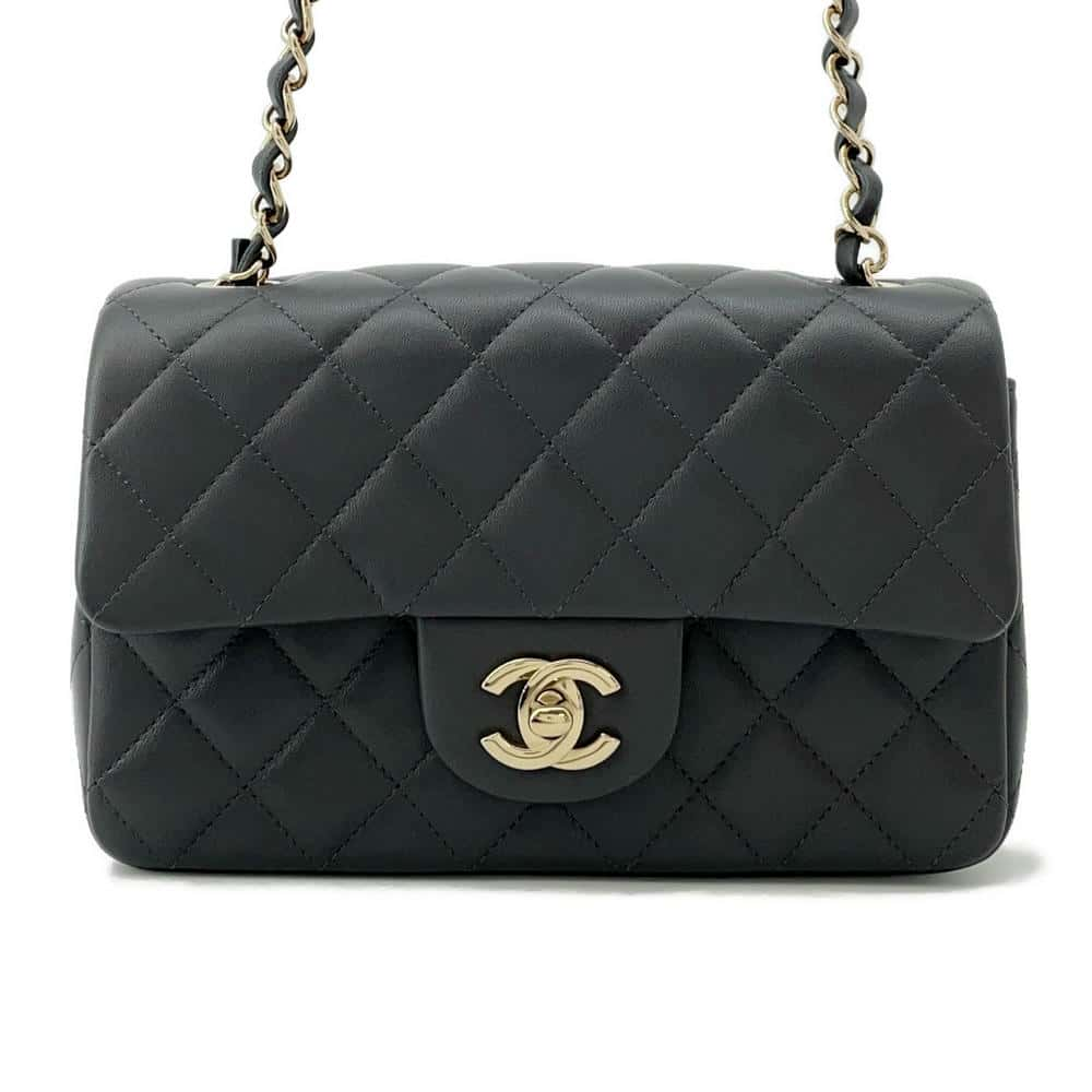 CHANEL Mini Matelasse ChainShoulder Bag GrayA69900 Lambskin Size 20