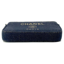 将图像加载到图库查看器中，CHANEL Deauville Chain Wallet NavyA81978 Canvas/Leather
