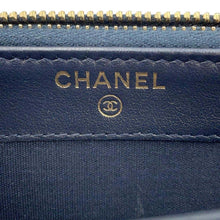 将图像加载到图库查看器中，CHANEL Deauville Chain Wallet NavyA81978 Canvas/Leather
