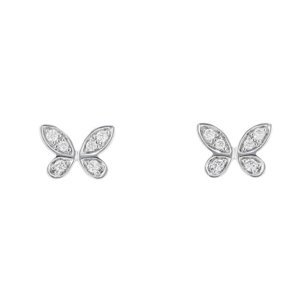 GRAFF Pave Butterfly Diamond Petit Stud EarringsRGE1563 18K White Gold