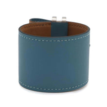 将图像加载到图库查看器中，HERMES Elan Bracelet Size T2 Blue Jean/Biscuit Swift Leather
