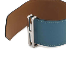 将图像加载到图库查看器中，HERMES Elan Bracelet Size T2 Blue Jean/Biscuit Swift Leather
