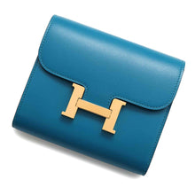 Load image into Gallery viewer, HERMES Constance compact Blue Izmir Tadelakt Leather
