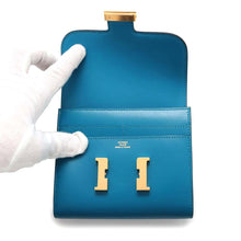 Load image into Gallery viewer, HERMES Constance compact Blue Izmir Tadelakt Leather
