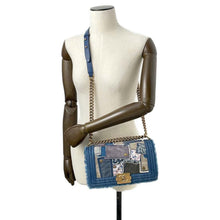 Load image into Gallery viewer, CHANEL Boy Chanel Patchwork ChainShoulder Bag Blue Denim
