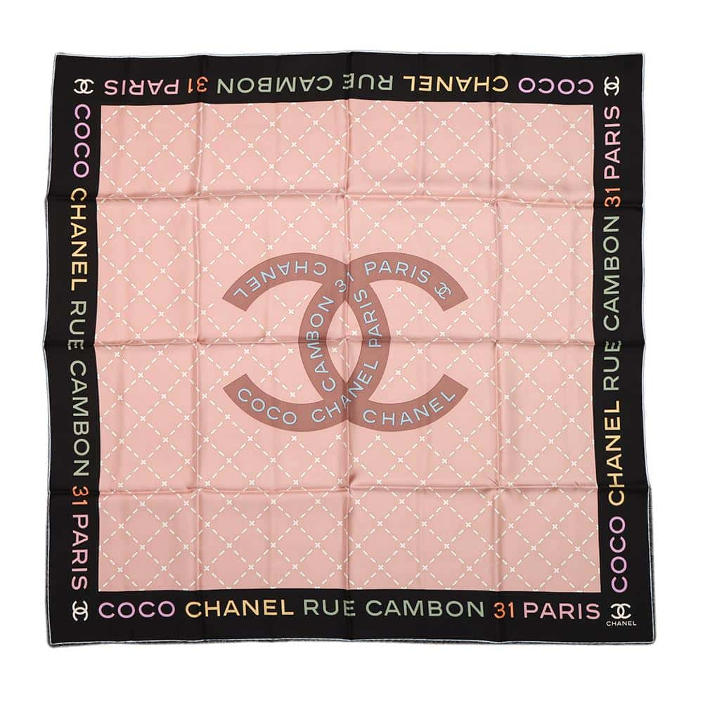 CHANEL CC Logo Scarf Black/Pink/Multicolor Silk100%