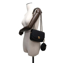 将图像加载到图库查看器中，CHANEL Matelasse Flap Bag &amp; Coin Purse ChainShoulder Bag BlackAS1094 Calf Leather
