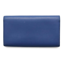 将图像加载到图库查看器中，Delvaux Madame Long Wallet Blue Leather/Galuchat Leather
