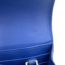 将图像加载到图库查看器中，Delvaux Madame Long Wallet Blue Leather/Galuchat Leather
