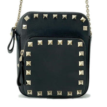 Load image into Gallery viewer, Valentino Garavani Rock Studded Chain Shoulder Black Leather
