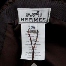 Load image into Gallery viewer, HERMES Hat &quot;Harper&quot; Velvet Size 58 Chocolat Cotton100%
