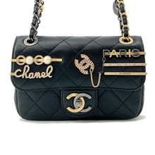 将图像加载到图库查看器中，CHANEL Matelasse Bag Charm Single Flap Chain Shoulder BlackAS2978 Lambskin Size Mini
