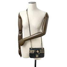 将图像加载到图库查看器中，CHANEL Matelasse Bag Charm Single Flap Chain Shoulder BlackAS2978 Lambskin Size Mini
