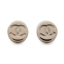 Load image into Gallery viewer, CHANEL CC Logo Circle Button Earrings Champagne GoldABE860 Metal
