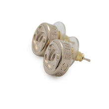 Load image into Gallery viewer, CHANEL CC Logo Circle Button Earrings Champagne GoldABE860 Metal
