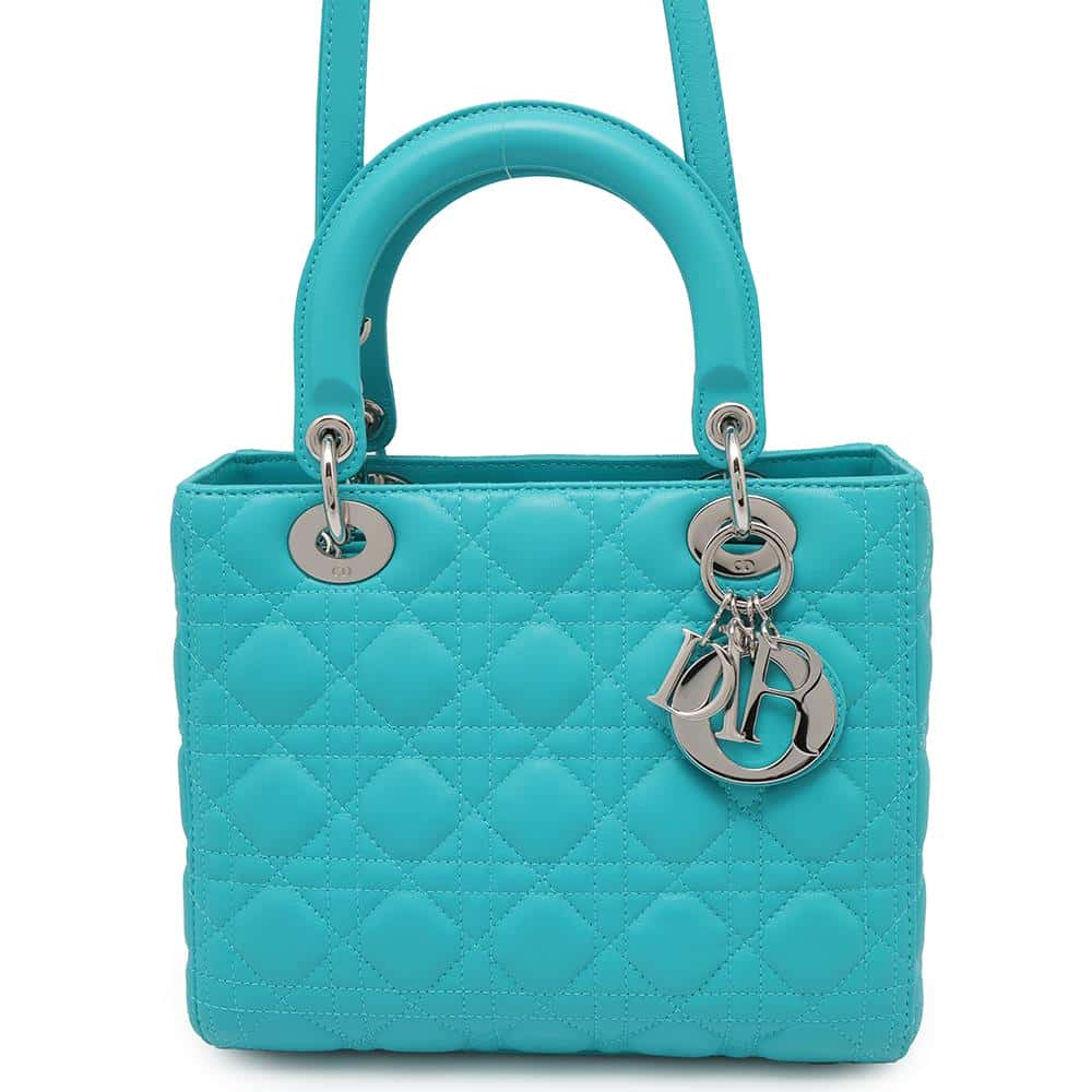 Dior Lady Dior 2WAYHandbag Turquise BlueCAL44551 Lambskin Size Medium