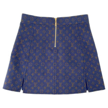 Load image into Gallery viewer, LOUIS VUITTON Monogram Skirt Size 40 Navy Wool 99% Silk1%
