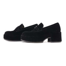 Load image into Gallery viewer, CHANEL Chunky Loafers with CC Logo BlackG39206 Velvet Size 35.5C
