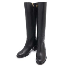 Load image into Gallery viewer, CHANEL Knee-high boots BlackG45977 Calf Leather Size 37
