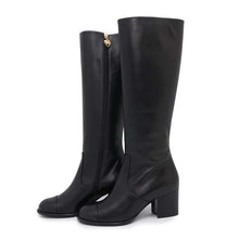 Load image into Gallery viewer, CHANEL Knee-high boots BlackG45977 Calf Leather Size 37
