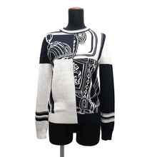 Load image into Gallery viewer, HERMES Long Sleeve Knit Disorderly Size 36 Blue・Noir Silk92% Nylon6% Polyurethane2%
