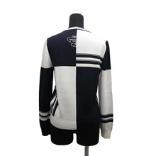 Load image into Gallery viewer, HERMES Long Sleeve Knit Disorderly Size 36 Blue・Noir Silk92% Nylon6% Polyurethane2%
