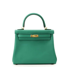 将图像加载到图库查看器中，HERMES Kelly Retourne Vert Vertigo Swift Leather Size 25
