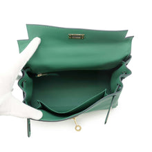 将图像加载到图库查看器中，HERMES Kelly Retourne Vert Vertigo Swift Leather Size 25
