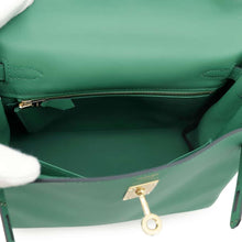 将图像加载到图库查看器中，HERMES Kelly Retourne Vert Vertigo Swift Leather Size 25
