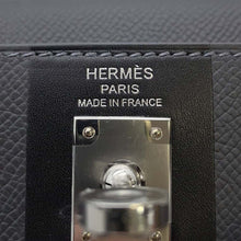 将图像加载到图库查看器中，HERMES Kelly Sellier Casaque Etoile Ardoise/Black/VertPeppermint Epsom Tadelakt Leather Chevre Myzore Goatskin Size 25
