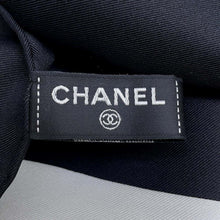 Load image into Gallery viewer, CHANEL Years Gift Mademoiselle CC Logo Large Scarf Black/White Silk100%
