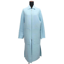 将图像加载到图库查看器中，HERMES Zip Coat Size 34 Light Blue Cashmere100%
