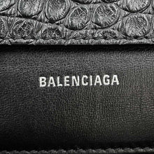 将图像加载到图库查看器中，BALENCIAGA DOWNTOWN Shoulder Bag Black671355 Embossed Leather Size XS
