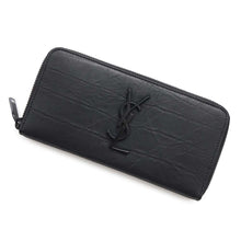 将图像加载到图库查看器中，SAINT LAURENT PARIS Cassandra Zip Around Long Wallet Black617415 Embossed Leather
