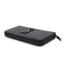 将图像加载到图库查看器中，SAINT LAURENT PARIS Cassandra Zip Around Long Wallet Black617415 Embossed Leather
