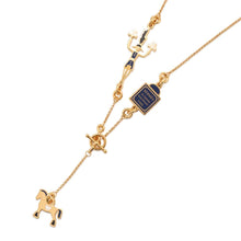 将图像加载到图库查看器中，HERMES Cheval Grand Ballade Necklace Gold/Navy Metal
