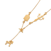 Load image into Gallery viewer, HERMES Cheval Grand Ballade Necklace Gold/Navy Metal
