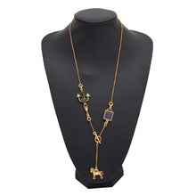 Load image into Gallery viewer, HERMES Cheval Grand Ballade Necklace Gold/Navy Metal
