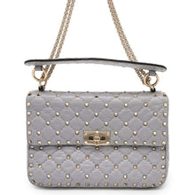 将图像加载到图库查看器中，Valentino Garavani Rock Studded 2WAY ChainShoulder Bag Gray Leather
