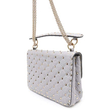 将图像加载到图库查看器中，Valentino Garavani Rock Studded 2WAY ChainShoulder Bag Gray Leather
