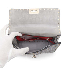 将图像加载到图库查看器中，Valentino Garavani Rock Studded 2WAY ChainShoulder Bag Gray Leather
