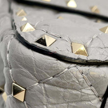 将图像加载到图库查看器中，Valentino Garavani Rock Studded 2WAY ChainShoulder Bag Gray Leather
