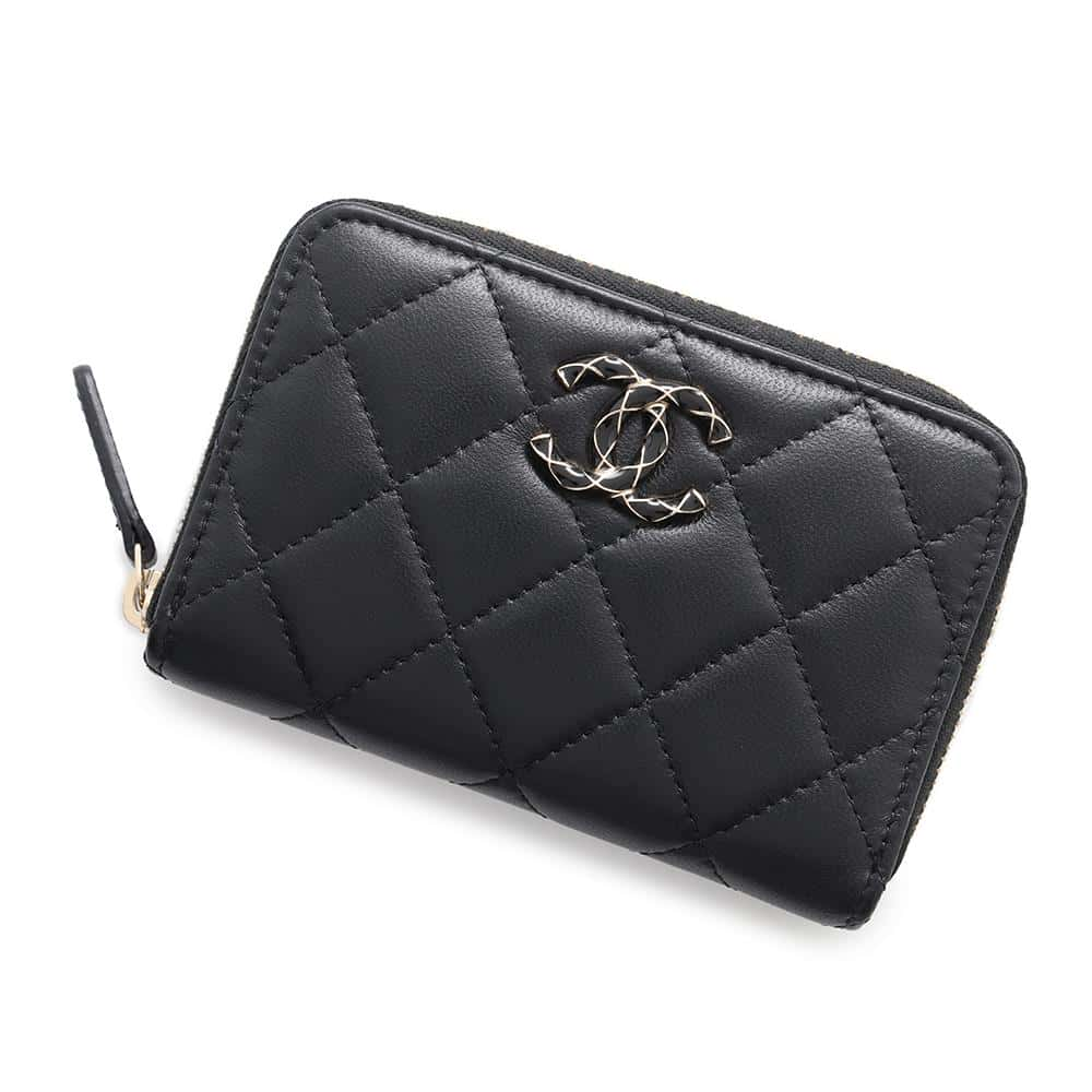 CHANEL Matelasse Round Zip Coin purse BlackAP3625 Lambskin