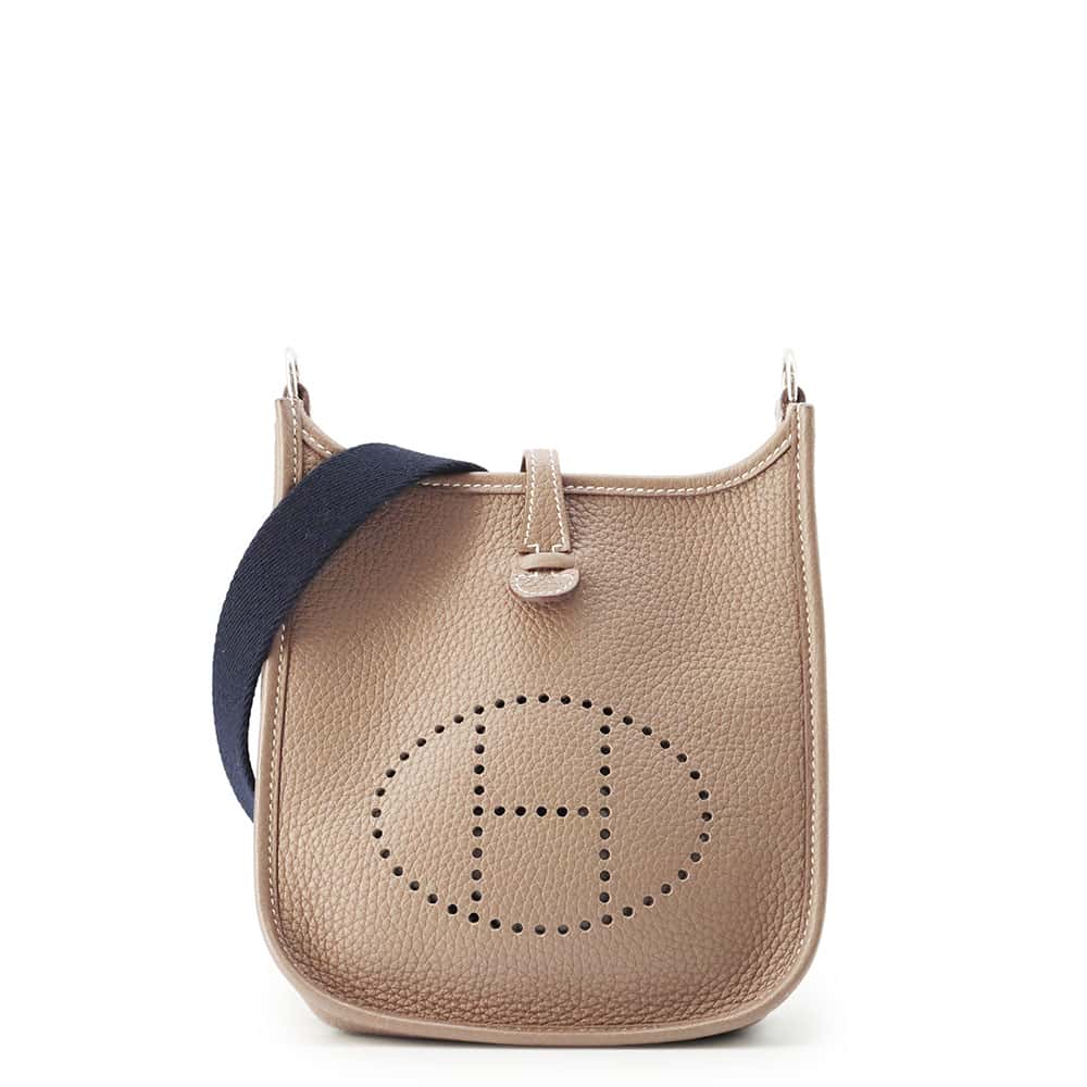 HERMES Evelyne Etoupe/Blue Indigo Taurillon Clemence Size TPM